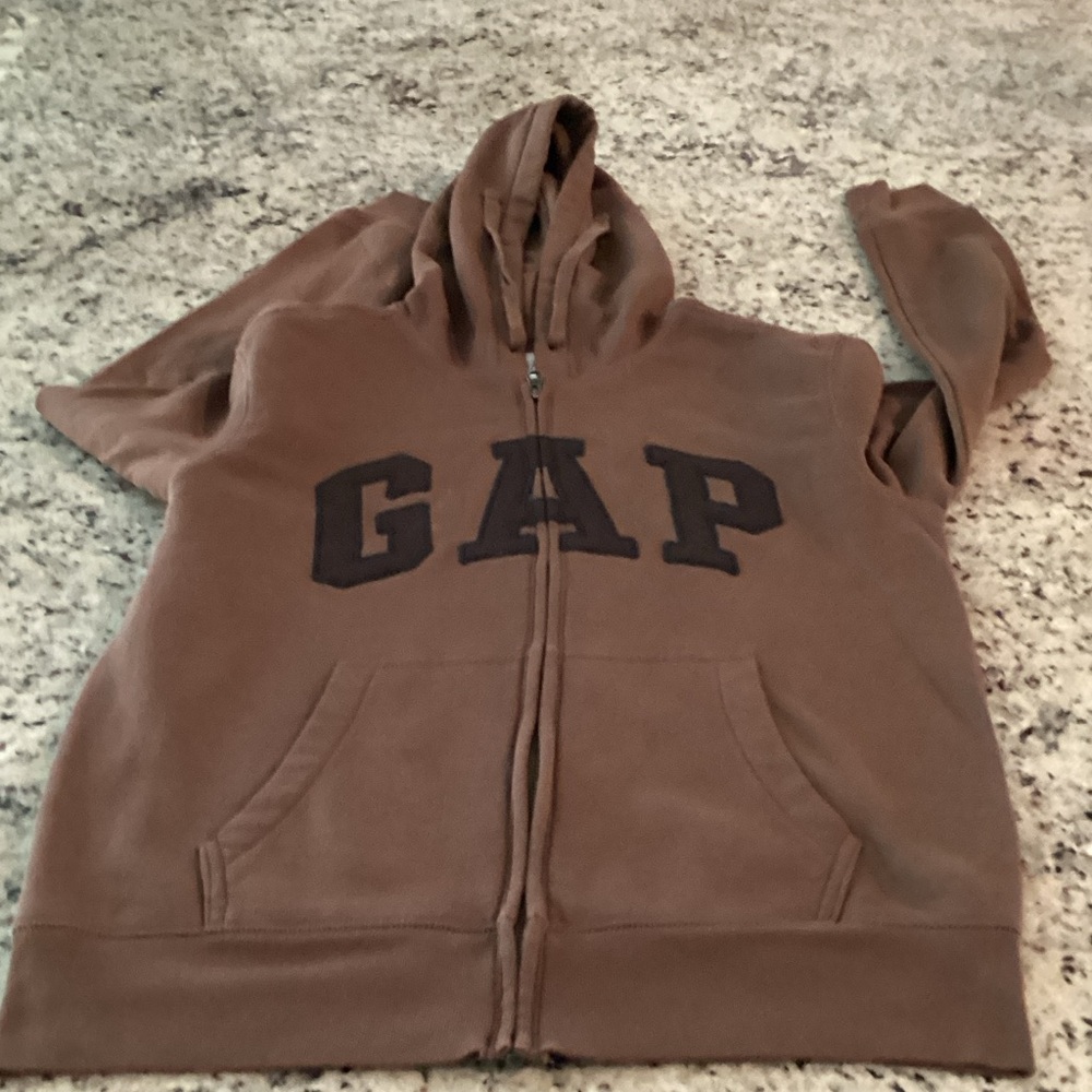GAP Brown Full-Zip Hoodie with Dark Chest Logo